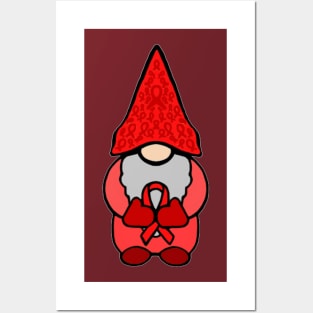 Gnome Holding a Red Awareness Ribbon Posters and Art